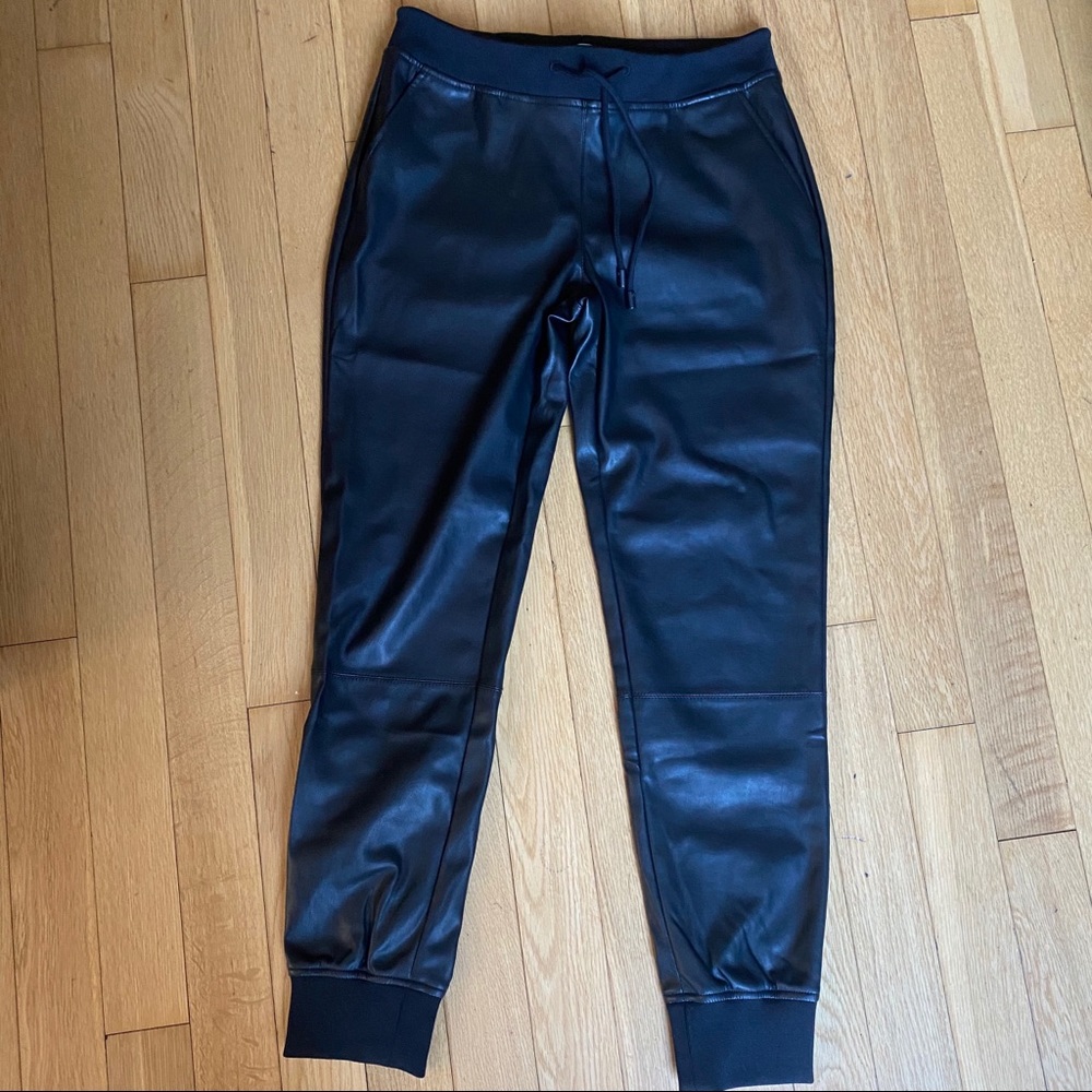 Faux leather joggers